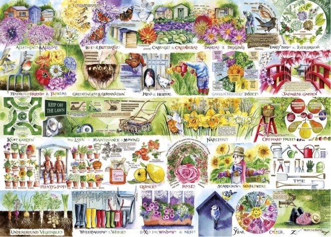 Puzzle Schubkarren und Gummistiefel 1000 Teile GIBSONS