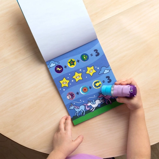 Wow! Aufkleber und Stempel mit lila Einhorn