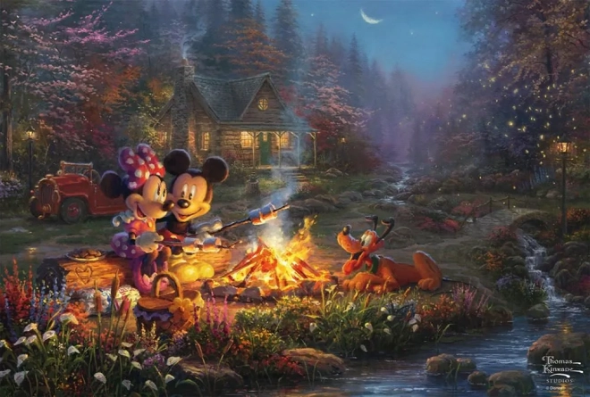Puzzle Mickey und Minnie: Romantik am Feuer 200 Teile