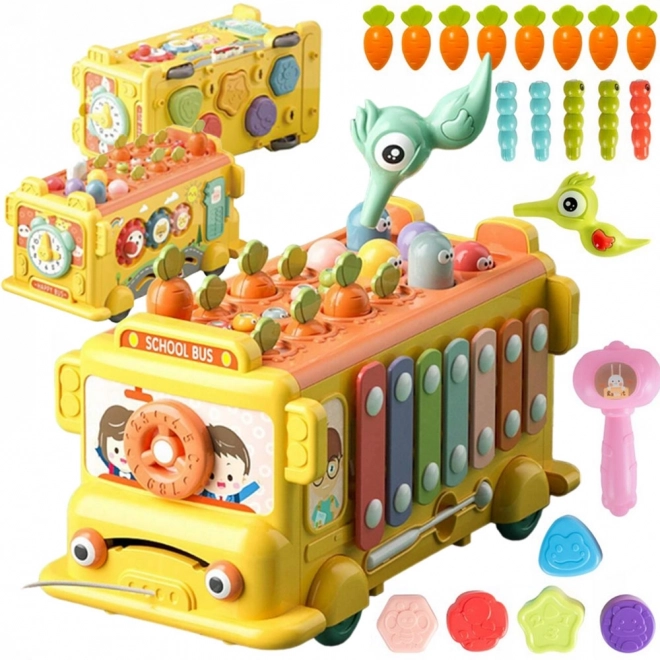 Interaktiver Montessori Schulbus mit Hammer und Xylophon