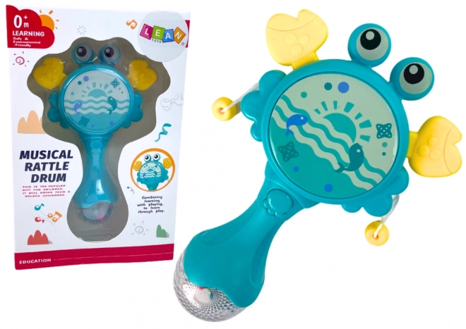 Krab Rassel Trommel für Kinder mit Licht und Musik, Blau