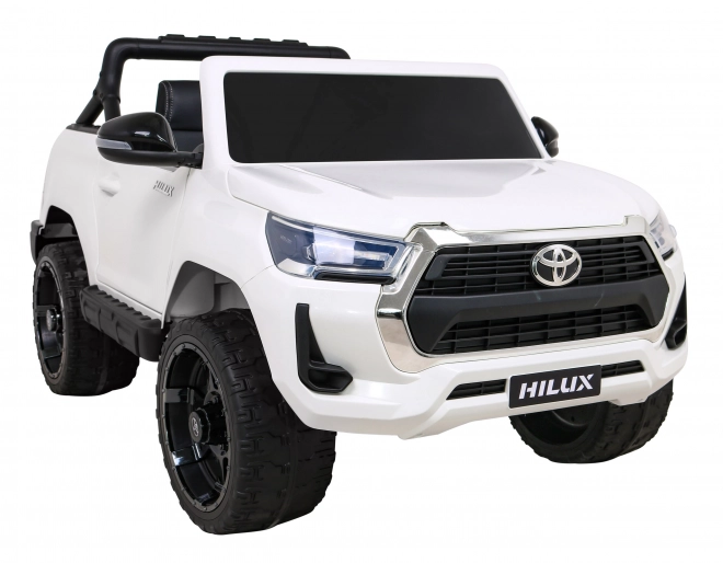 Toyota Hilux Batterie für Kinder Weiß + Antrieb 4x4 + Fernbedienung + 2 Gepäckträger + Radio MP3 + LED-Leuchte