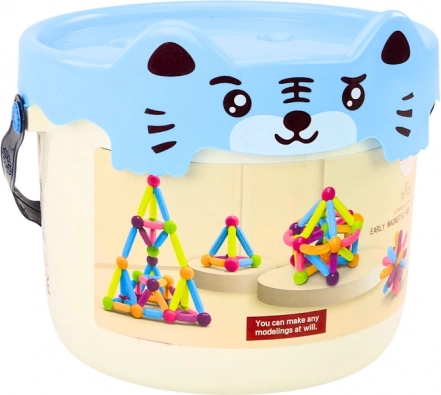 Magnetische Würfel mit Eimer 78 Elemente Blaue Katze