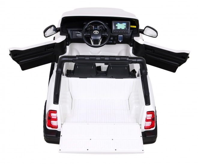 Toyota Hilux Batterie für Kinder Weiß + Antrieb 4x4 + Fernbedienung + 2 Gepäckträger + Radio MP3 + LED-Leuchte