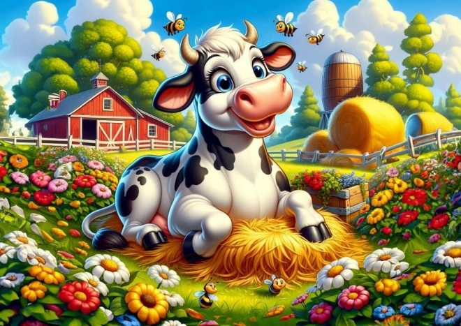 Puzzle Niedliche Kuh und Freunde 50 Teile