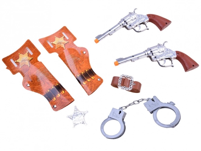 Cowboy-Spielset mit Revolver und Sheriff-Stern