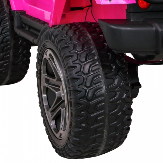 Geländewagen Monster 4x4 Jeep für Kinder Pink + Fernbedienung + Sitzverstellung + Langsamer Start + MP3 LED + Gepäckträger + Rucksack