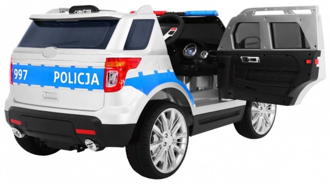 Kinder Polizei SUV Auto mit Batterie + Sirenen + Lichter + Megafon + Fernbedienung + langsamer Start + EVA + Aufkleber