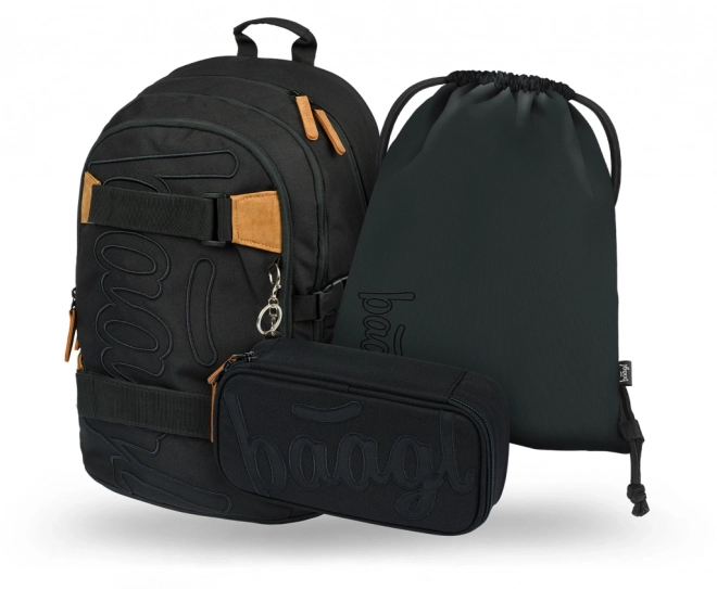 Baagl 3er Set Skate Darkness: Rucksack, Federmäppchen, Beutel