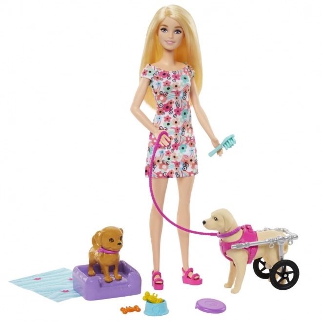 Barbie-Puppe mit Rollstuhl-Hund