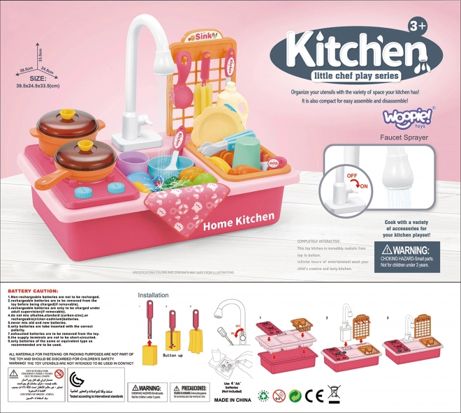 Woopie Kinderküche mit Spüle Rosa