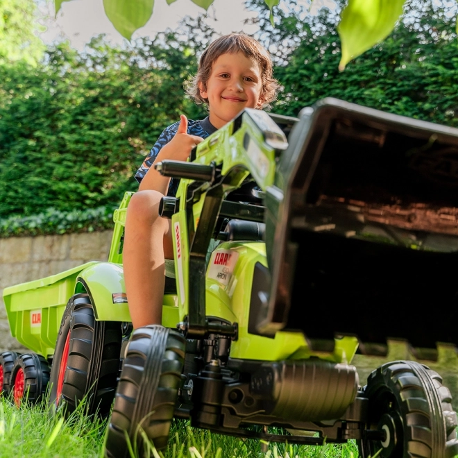 Pedaltraktor Claas Atiom 430 grün mit Vorder- und Rückschaufel