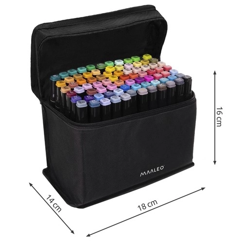 Doppelseitige Alkoholmarker 80er Set mit Tasche und Organizer