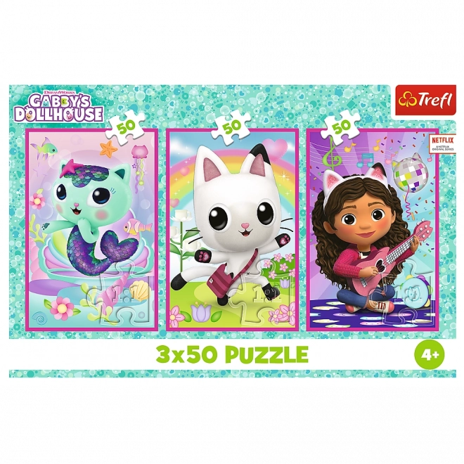 Puzzle 3x50 - Entdecke Gabby und die Katzen aus Gabby's Dollhouse