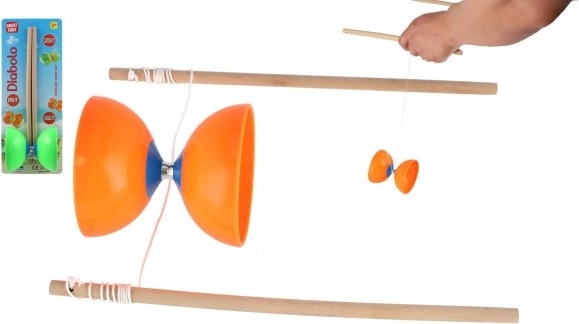 Großes Diabolo-Set aus Kunststoff/Holz in verschiedenen Farben