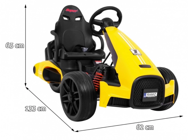 Kinder Gokart mit Akku Bolid XR-1 Gelb + verstellbarer Lenker + geformter Sitz