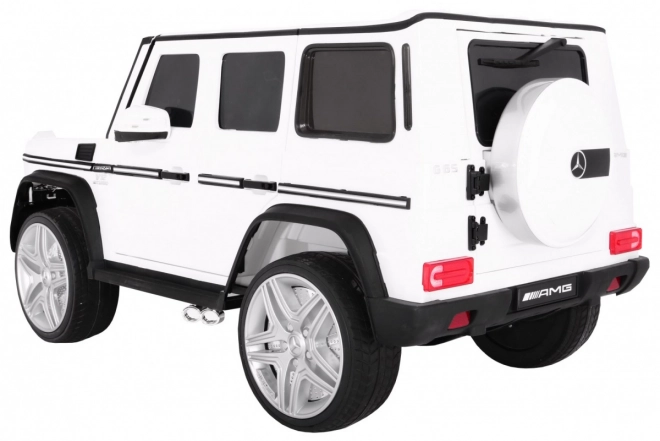 Autobatterie Mercedes AMG G65 für Kinder Weiß + Lackiert + Kofferraum + Lichter Geräusche