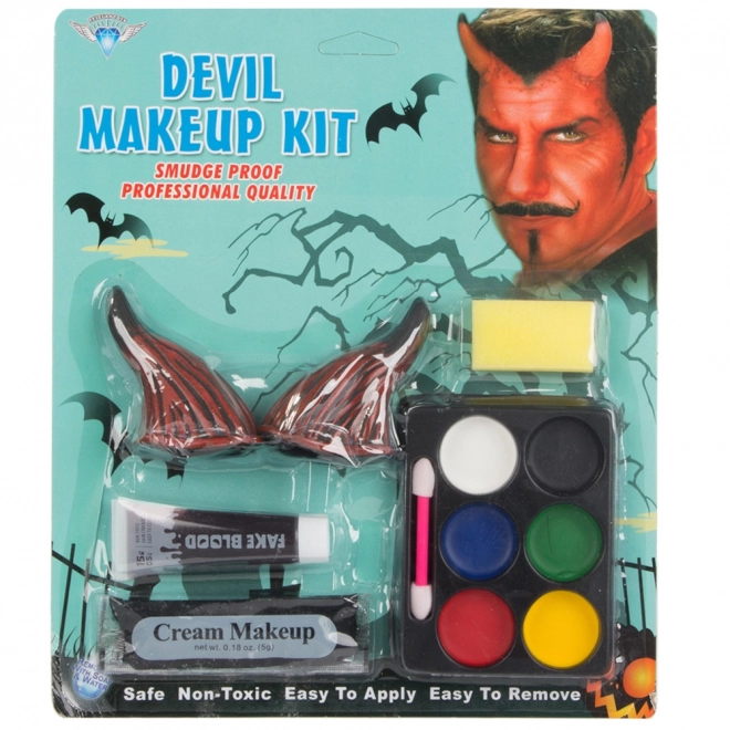 Halloween Make-Up Set mit Teufelshörnern