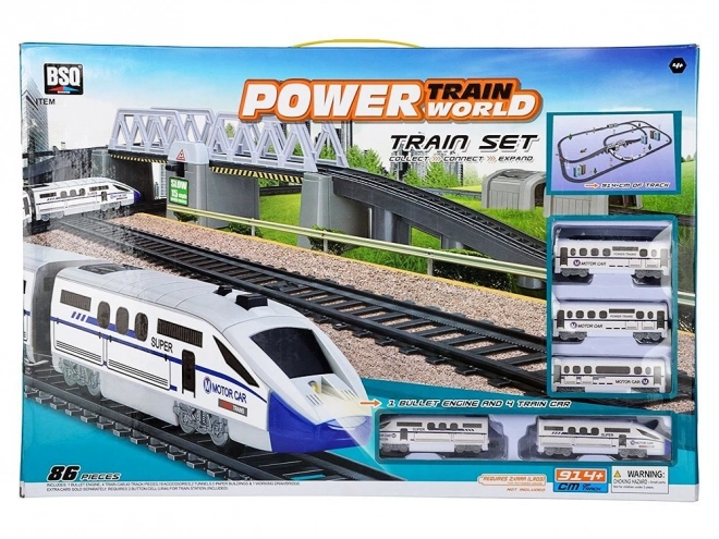 Elektrische Personenzug mit langen Schienen