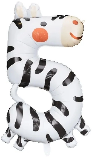 Folienballon Zahl 5 Zebra Design