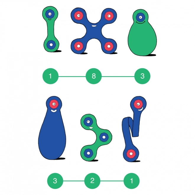 Clixo Itsy Magnetische Konstruktionsspielzeug Grün & Blau