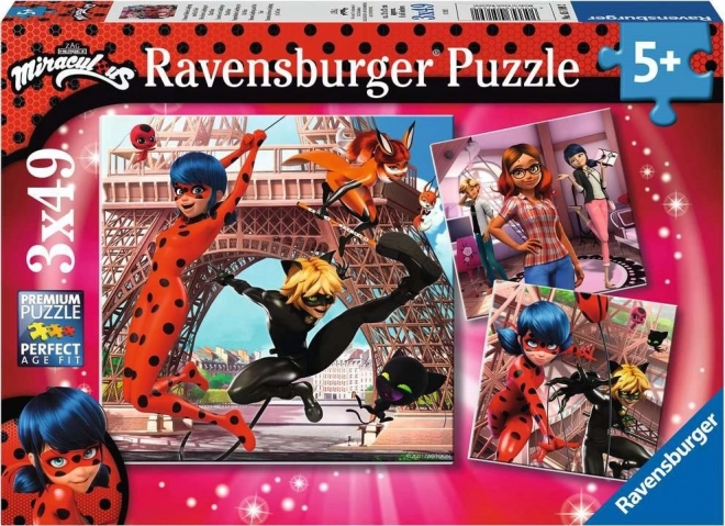 Ravensburger Puzzle Wunderbare Marienkäfer und Schwarze Katze 3x49 Teile