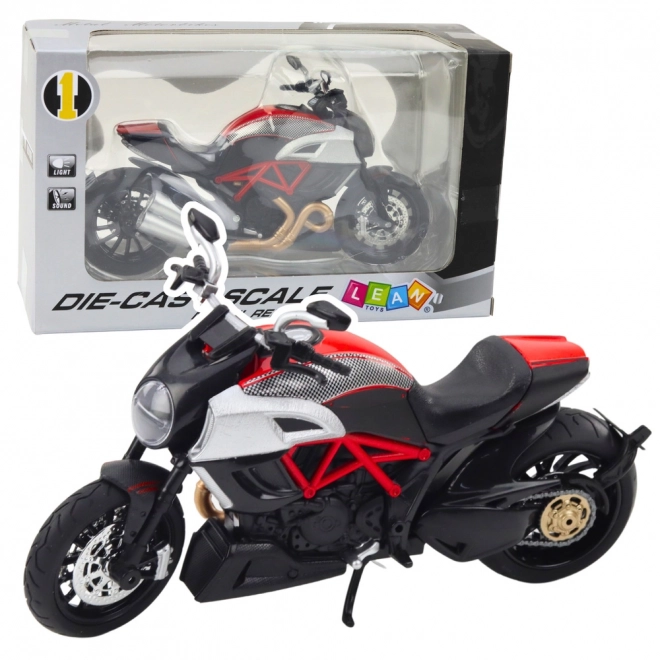 Sportliches Metallmotorrad mit Licht- und Soundeffekten