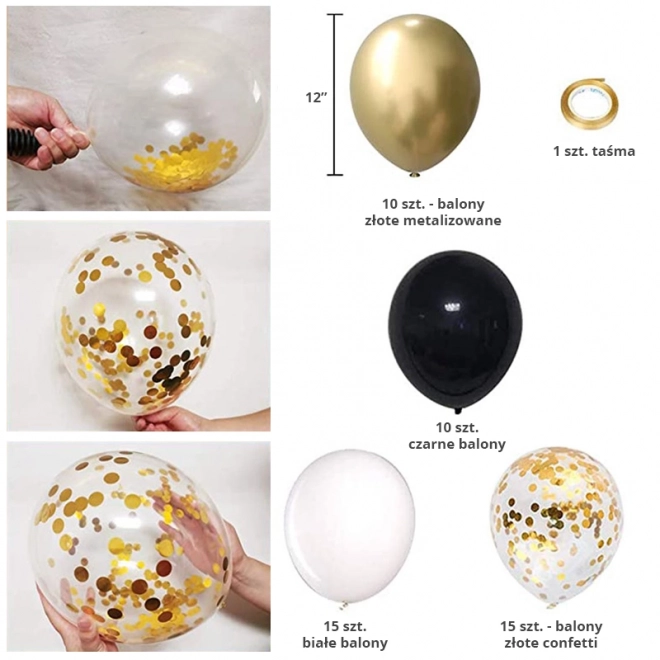 Goldene und schwarze Partyballons Set