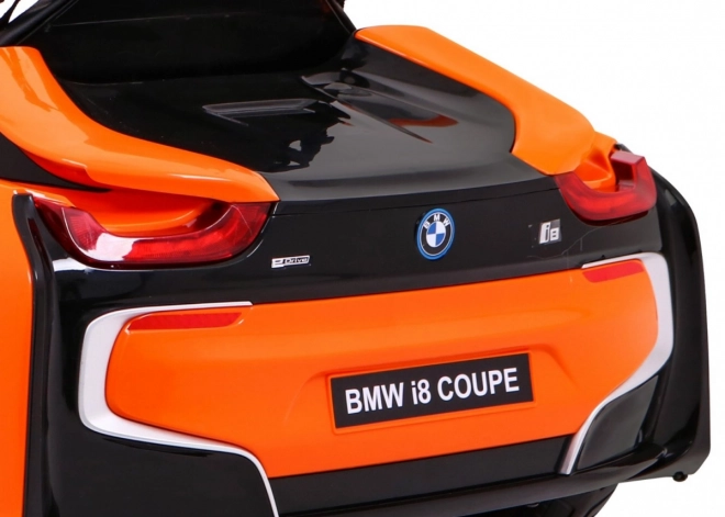BMW I8 Lift Batteriefahrzeug Orange + Fernbedienung + Langsamer Start + 3-Punkt-Gurte + MP3 USB + LED-Diode