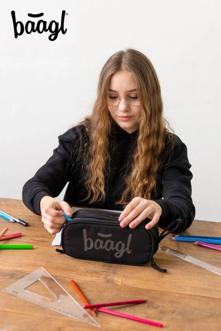 Schüler Federmäppchen Etui Schwarz