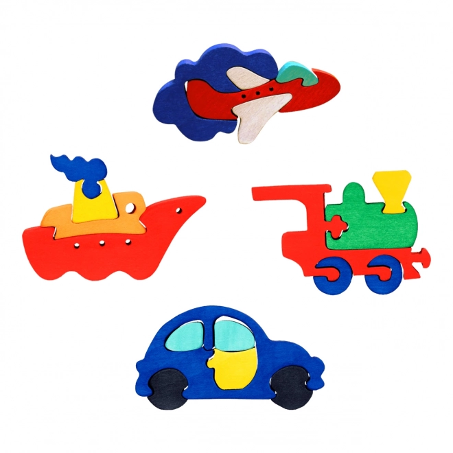 Fauna Holzpuzzle Set mit Verkehrsmitteln