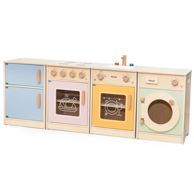 Viga PolarB Holzspielküche XL mit Waschmaschine, Herd und Spülmaschine