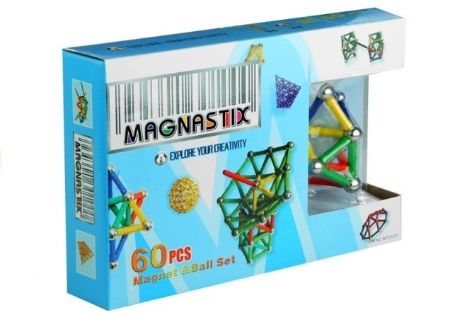 Magnetische Bausteine für Kinder - Bunte Magnetsticks und Kugeln, 60 Stück