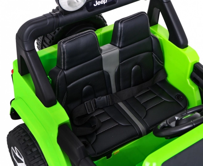 Jeep Wrangler Rubicon Batterie für Kinder Grün + Fernbedienung + MP3 LED Radio + EVA Räder