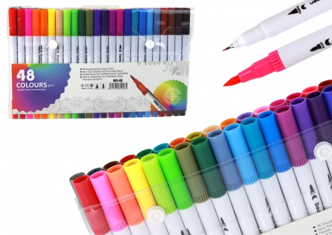 Doppelseitige Marker Set 48 Stück Verschiedene Farben im Organizer