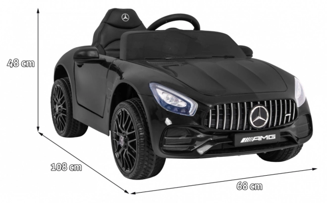 Mercedes Benz GT Batterie für Kinder Schwarz + Fernbedienung + langsamer Start + MP3 LED