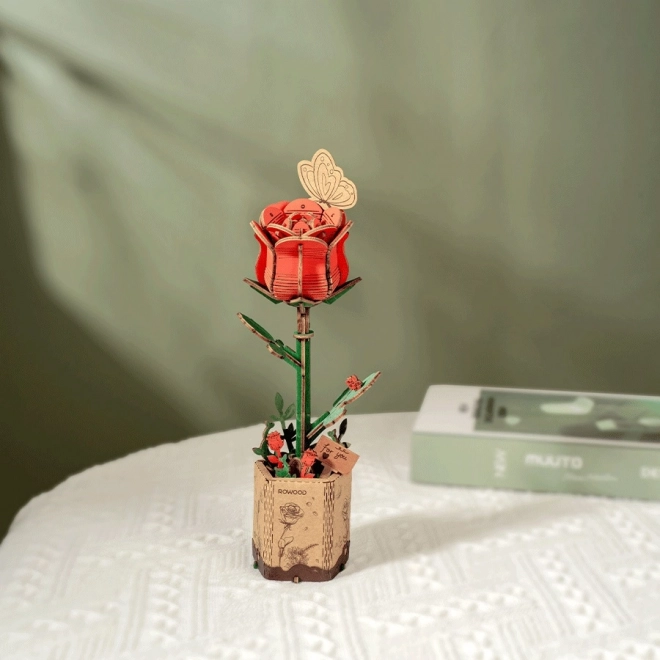 3D Holzpuzzle Rote Rose