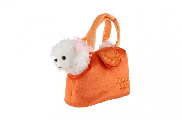 Hund in Plüsch-Handtasche Orange 19x17cm