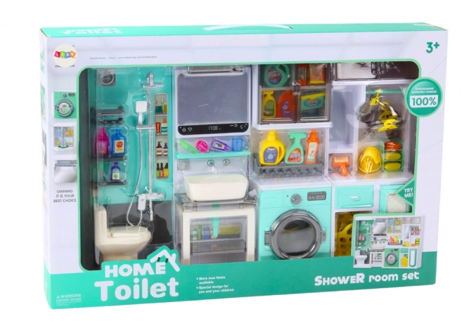 Spielset Badezimmer 4-in-1 Dusche Toilette Waschmaschine