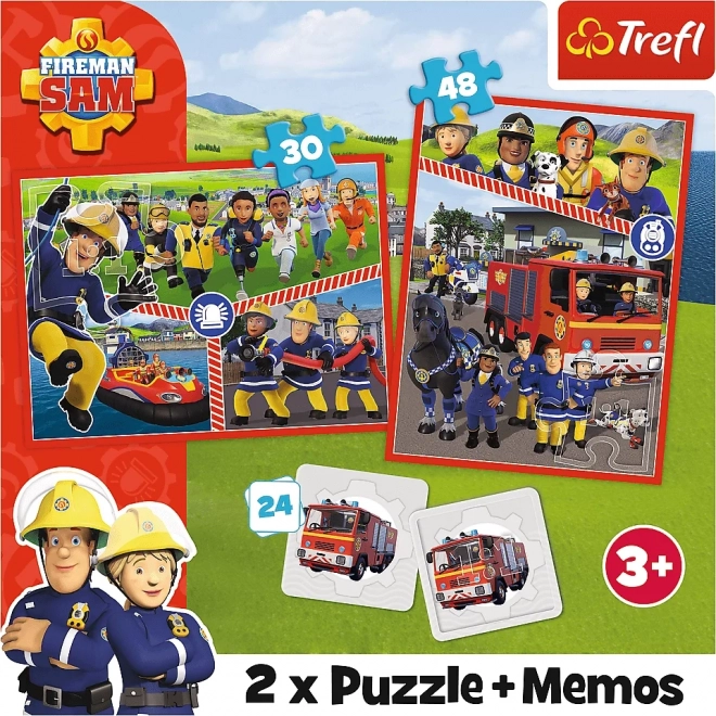 Puzzleset und Memoryspiel Feuerwehrmann Sam