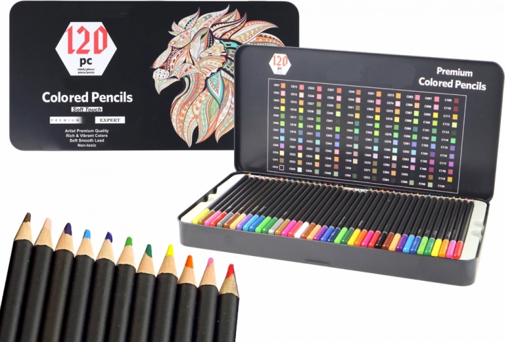Set aus 120 Premium-Buntstiften in verschiedenen Farbtönen