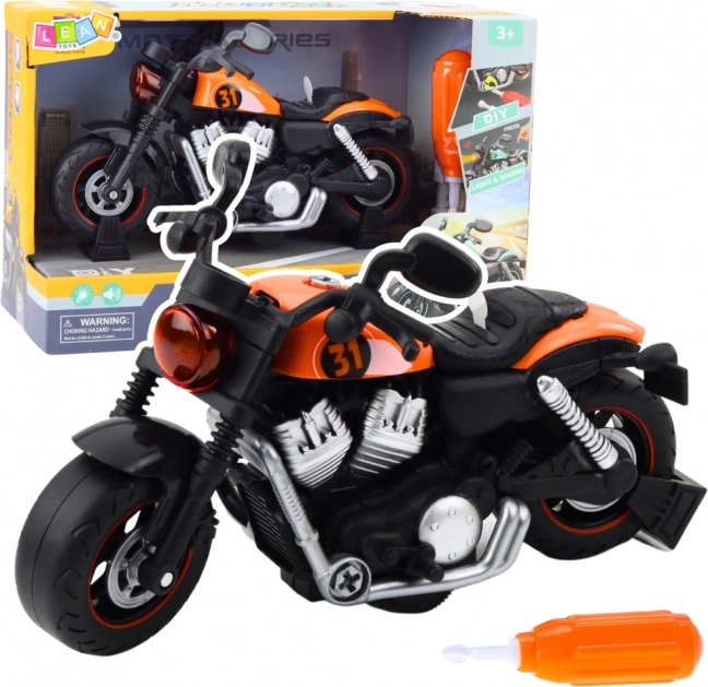 Motorrad zum Zerlegen und Zusammensetzen mit Licht- und Soundeffekten - Orange