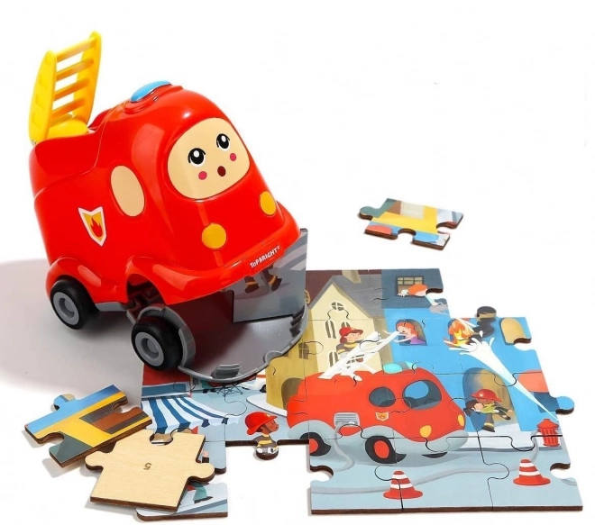 Top Bright Holzpuzzle mit Feuerwehrwagen Spielzeug