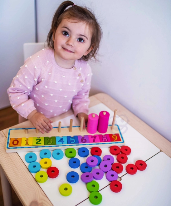 Holzpuzzle Farben und Zahlen lernen Montessori