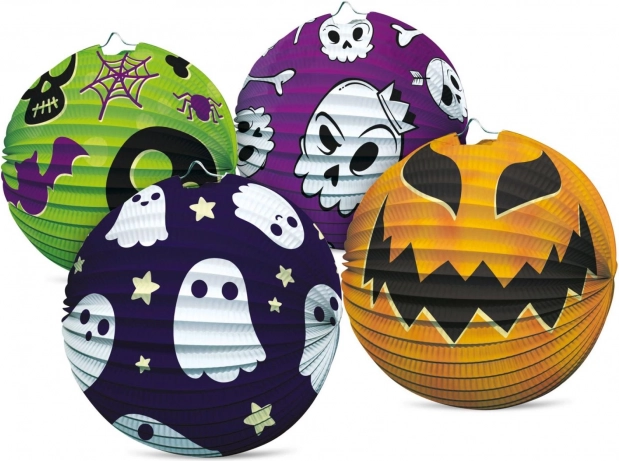 Halloween-Papierlampion Kugel 25 cm, 4 Motive