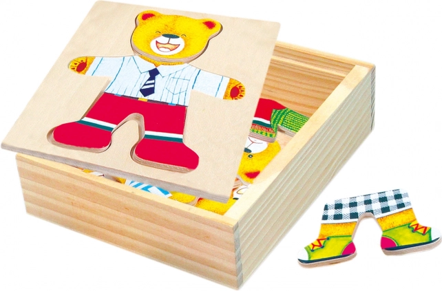 Bino Puzzle mit Kleiderschrank und Bär