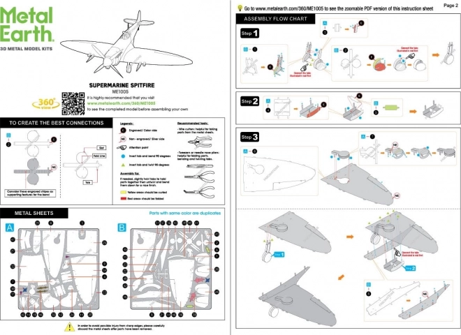 3D-Modellbausatz Supermarine Spitfire Metallflugzeug