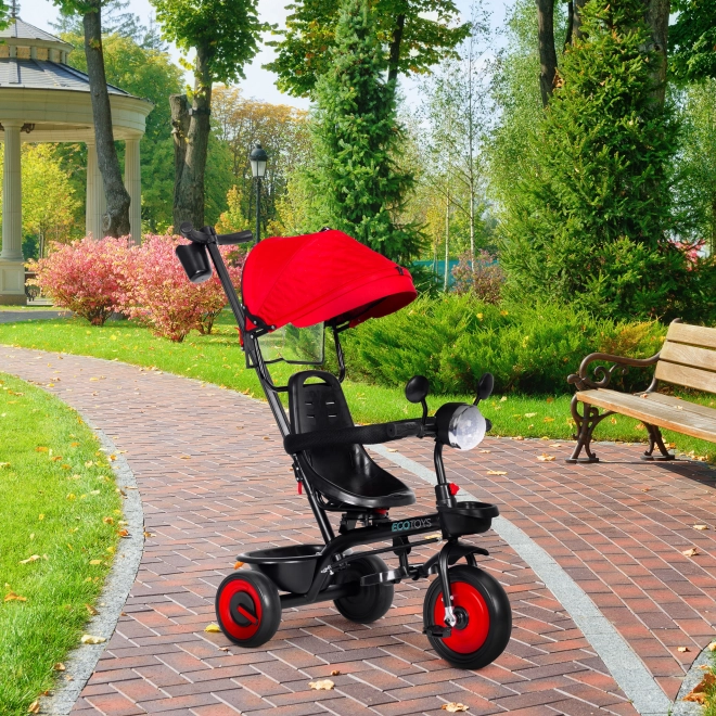 3-in-1 Kinder-Dreirad mit Schwenksitz und Baldachin von Ecotoys, Rot