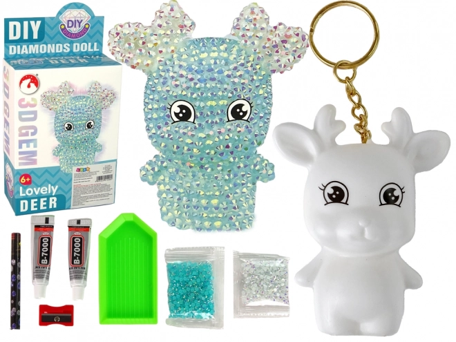 DIY Diamant Rentier DIY Kristalle 3D Schlüsselanhänger Set – Blau