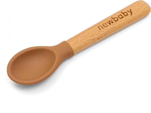 Silikonlöffel mit Holzgriff New Baby Karamell 14 cm